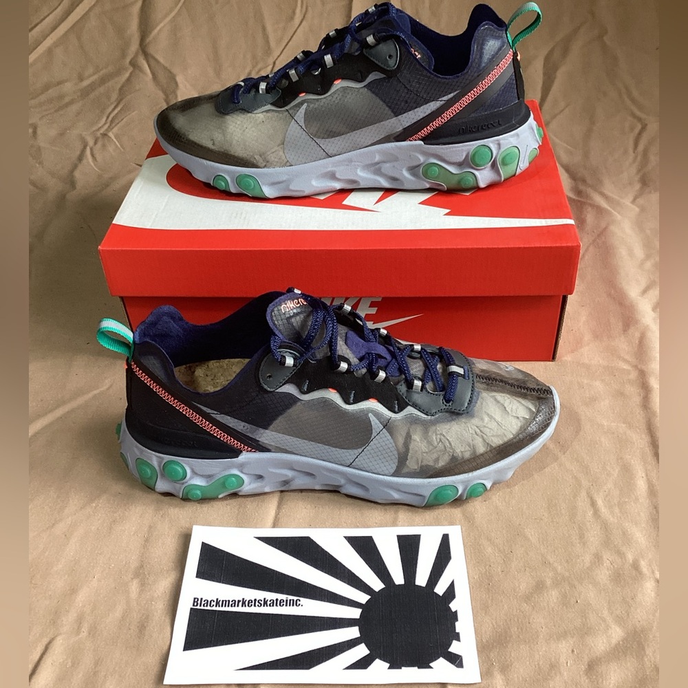 Nike React Element 87 Neptune Green AQ1090-005 Men's Size 10.5